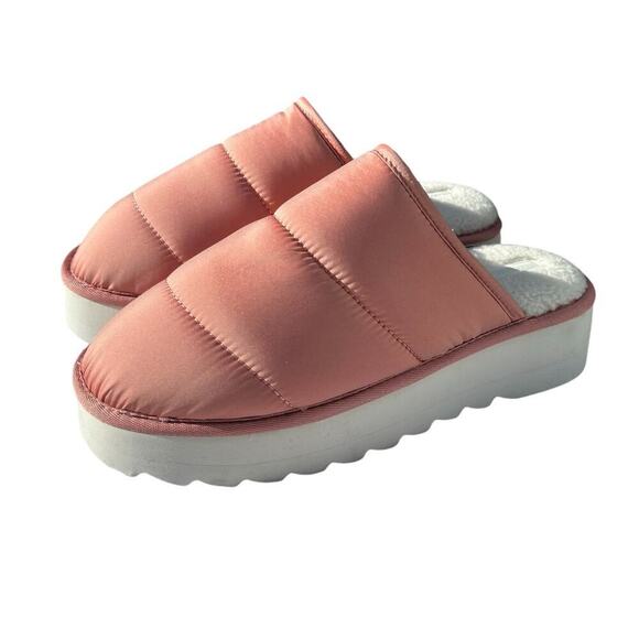NWT Anthropologie Maeve Puffy Platform Slippers Size L 10-11 Rose Pink Comfy - Picture 1 of 6